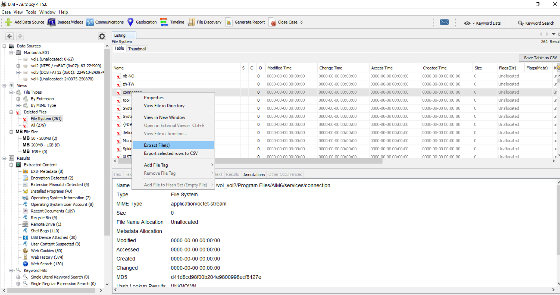 deleted files view