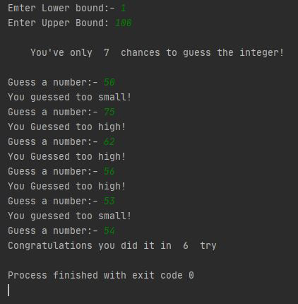 Outputsforguessinggame