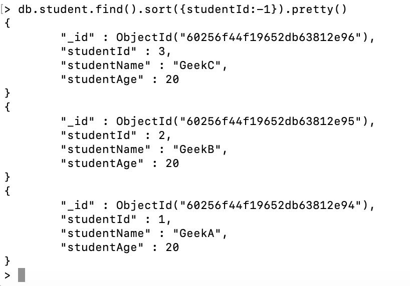 cursor sort