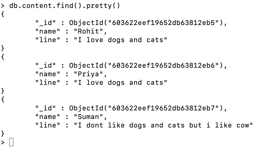 demo database and collection