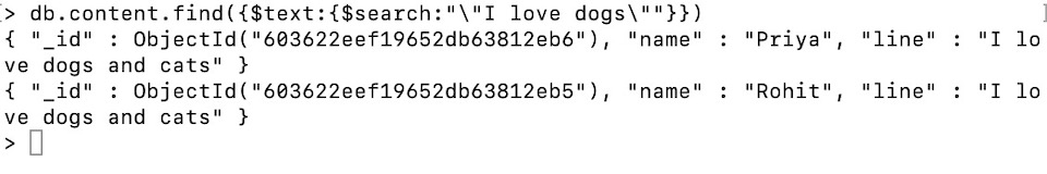 find exact phrase example output