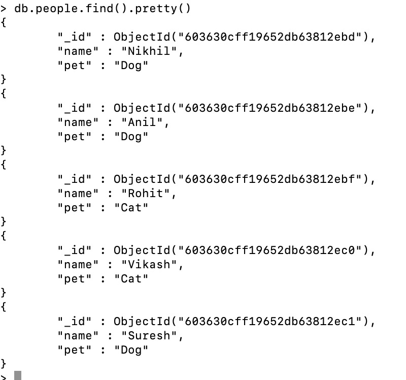 demo mongodb database and collection