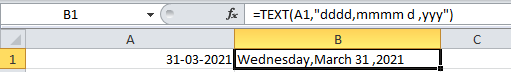 Excel TEXT Function Example