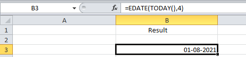EDATE Function Example 3