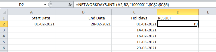 NETWORKDAYS.INTL Function in Excel