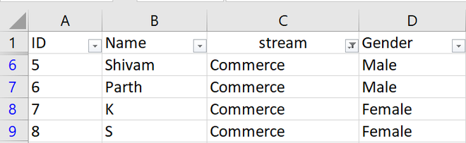Click the drop-down arrow for the column you want to filter