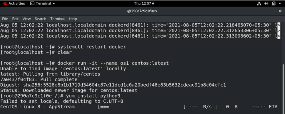 Run a Centos Docker Container