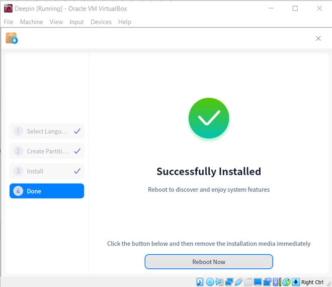 Successfully installed Deepin