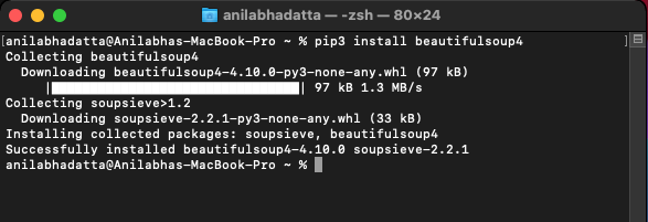 How to Install BeautifulSoup in Python on MacOS?