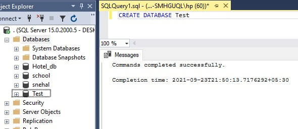 database created 