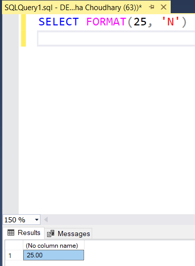 Using FORMAT function to format a number example