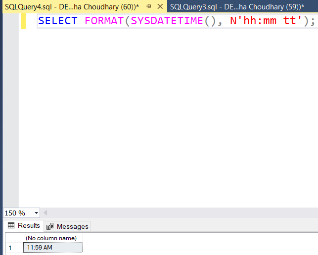 Format time in AM or PM format using FORMAT function example