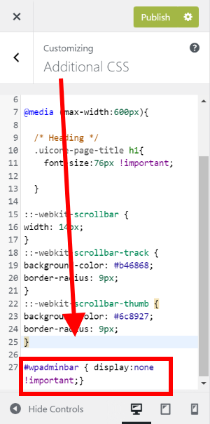 hide top admin bar Using Custom CSS