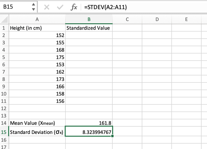 Calculating standard deviation