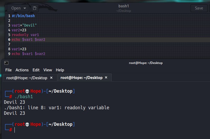 Read only Variables.