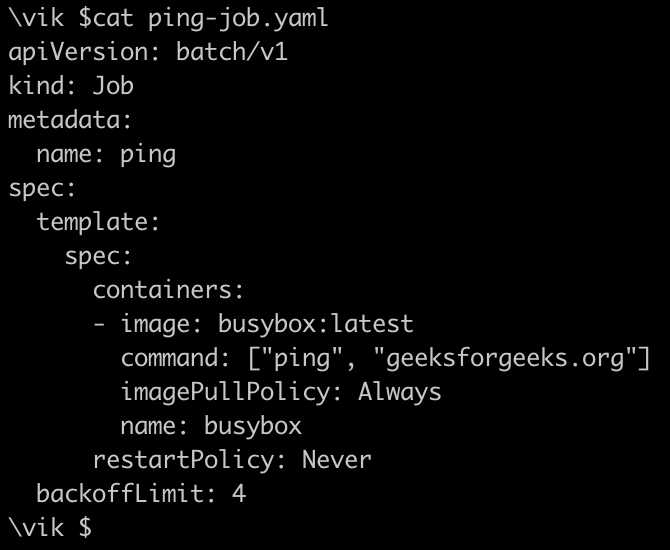 Job Definition file in YAML format