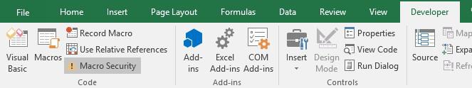 Selecting-developer-tab