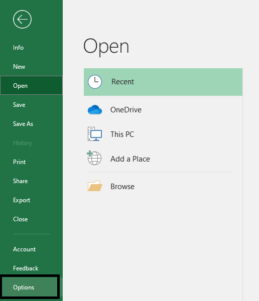 Selecting-options-tab