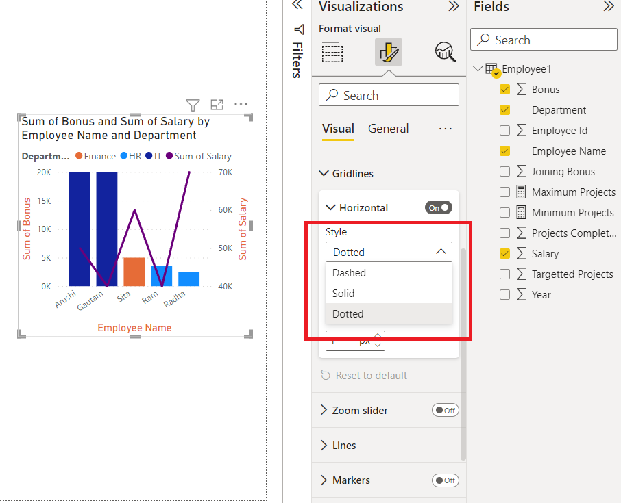 Adding Grid lines in Power BI chart