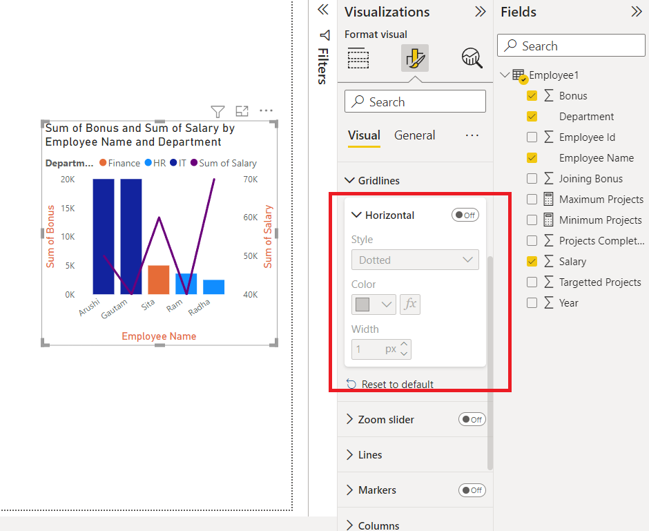 Adding Grid lines in Power BI chart