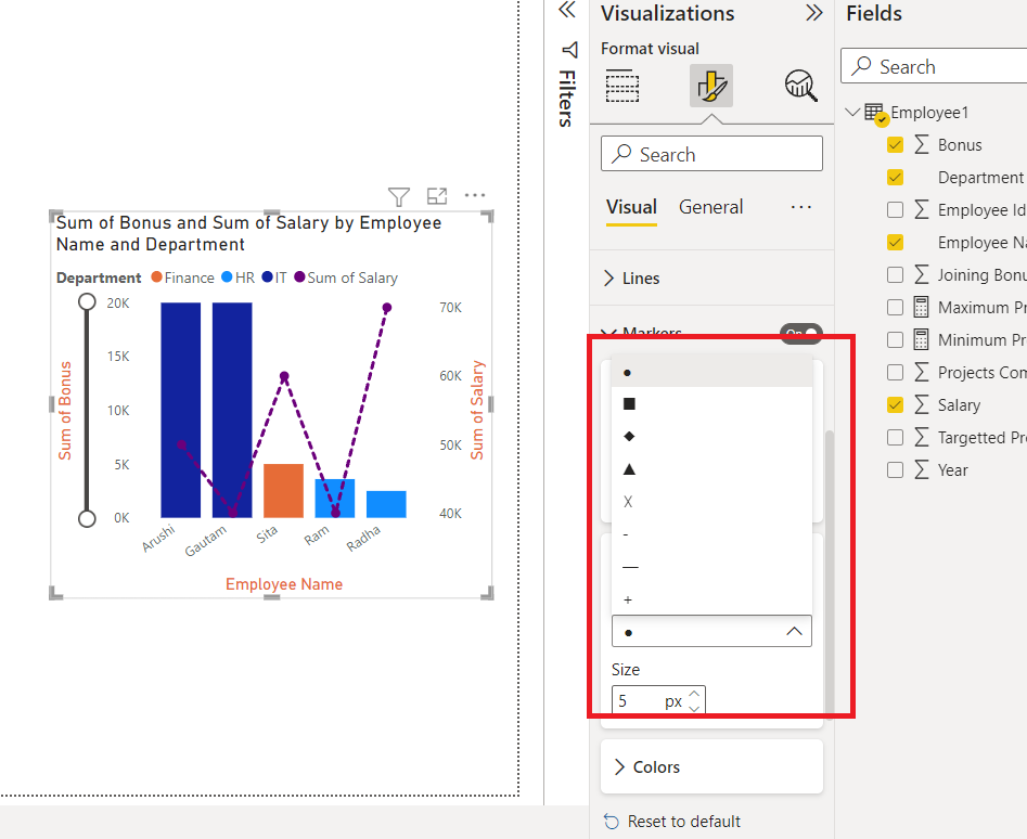 Adding Markers in Power BI chart