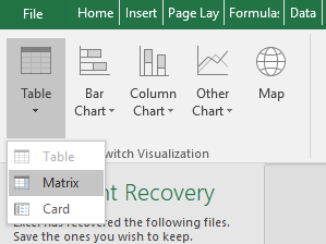  Select Matrix from Table.