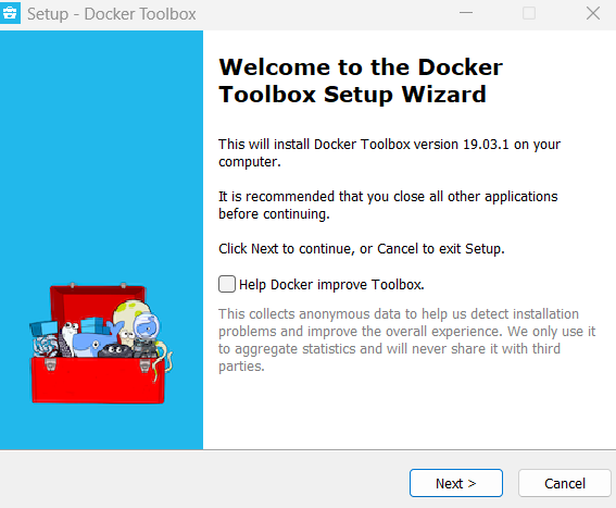 Launching Docker Toolbox setup wizard