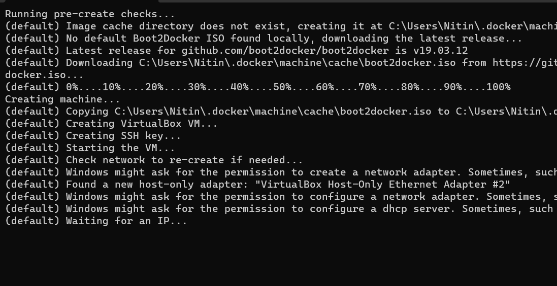  Initializing Docker Toolbox