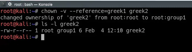 chown --from=:group1 root greek1