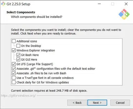 git components to be installed
