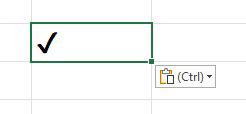 insert a tick symbol in Excel