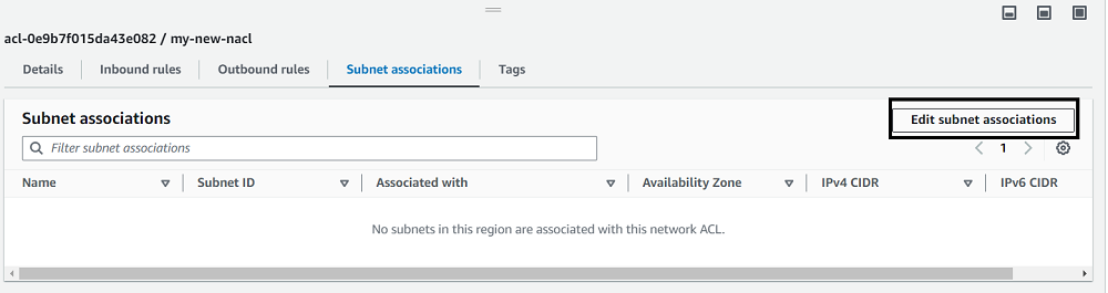 Edit subnet association