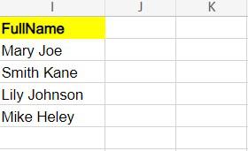 Dataset containing FullName
