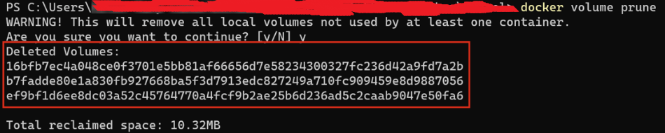docker volume prune