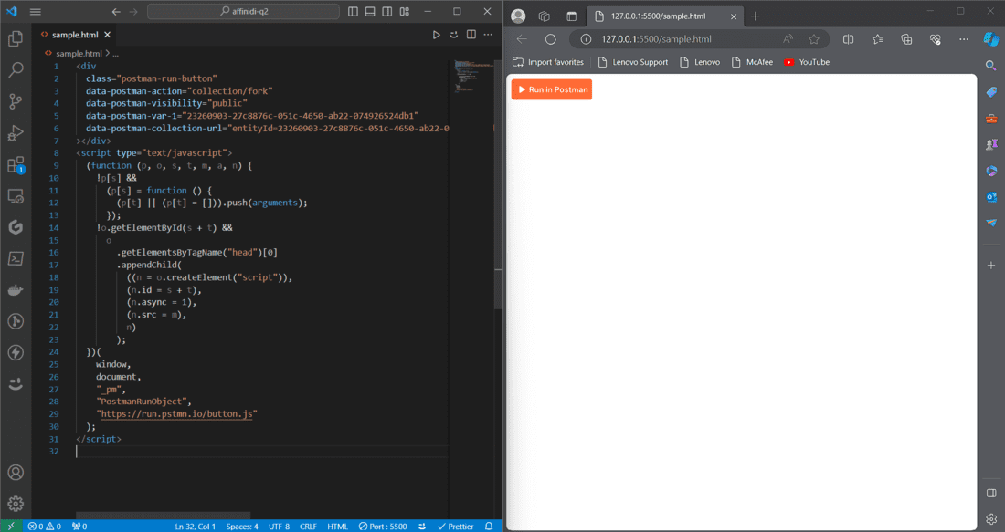 Copying the HTML Code