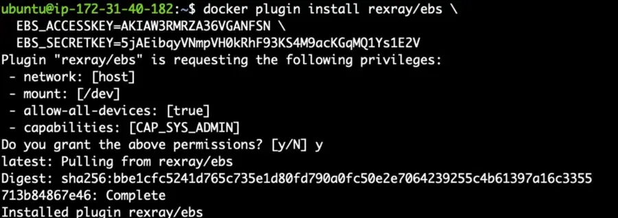 Install Docker rex  ray plugin