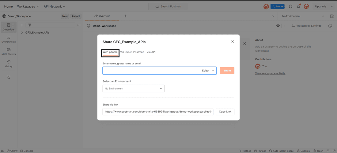 Sharing Collection using Emails, Links etc.
