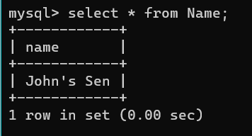 apostrophe value inserted in sql