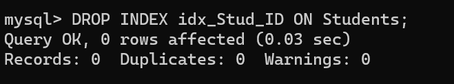 Deleting the Created Index