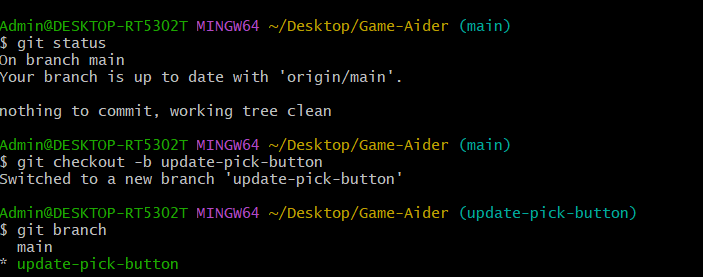 Create a new branch for our feature update