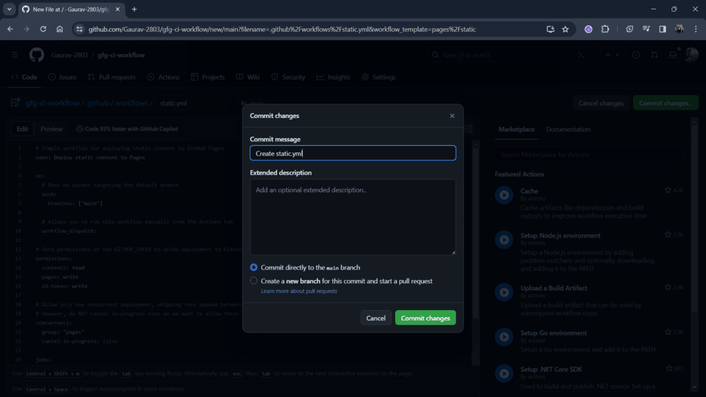 Commit and Push workflow
