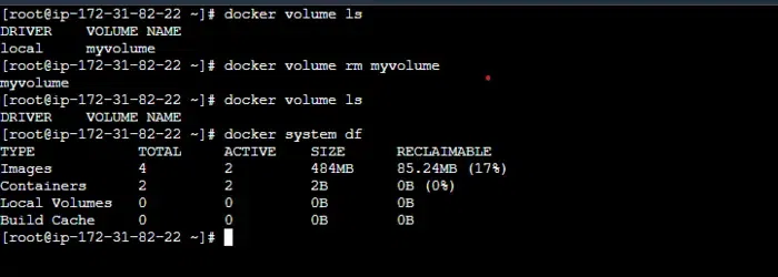 Listing docker volumes