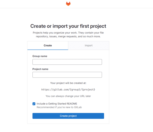 create your first project 