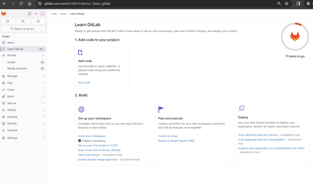 gitlab home page 