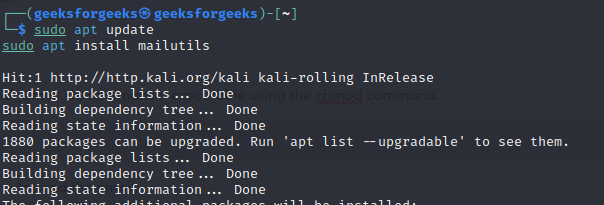 installing mailutils for mailing 