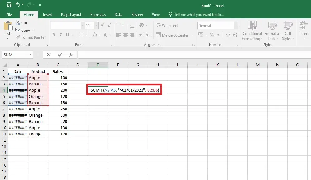 SUMIF Function in Excel