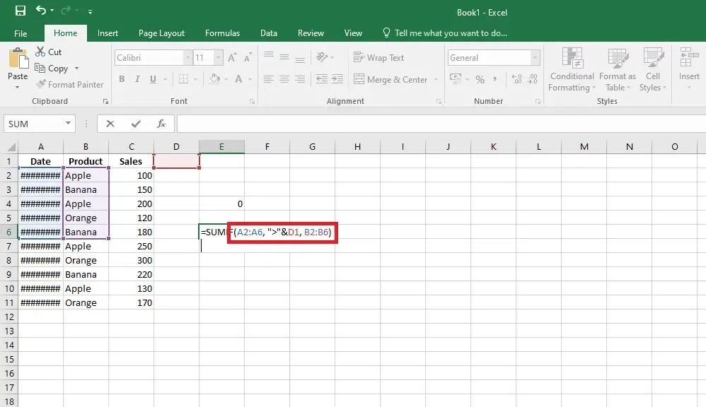 SUMIF Function in Excel