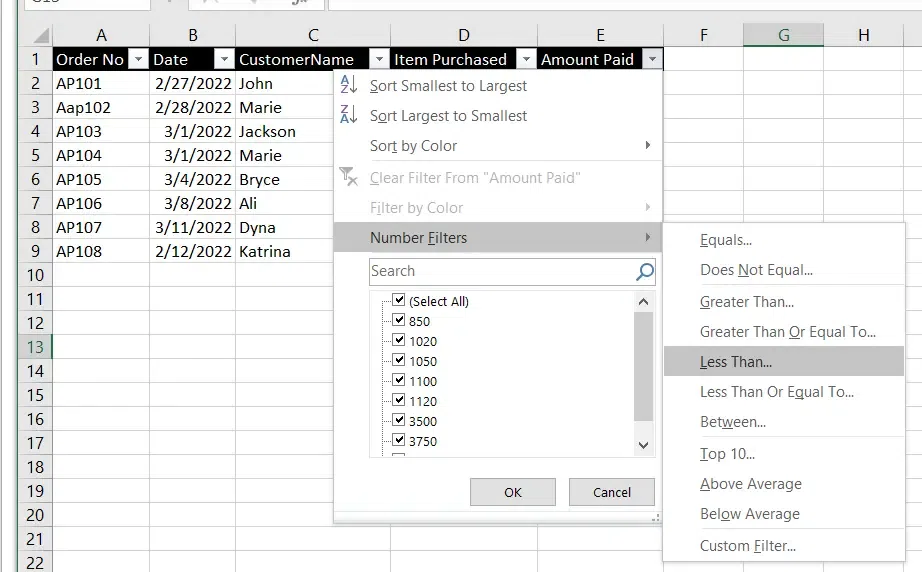 How to Add, Use and Remove Filter in Excel
