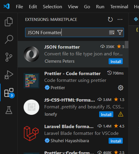 Search JSON Formatter Extension