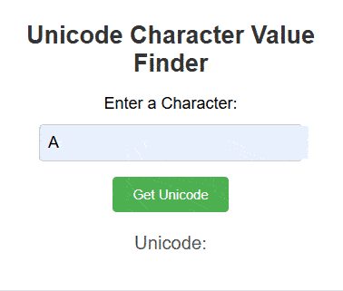 Unicode Chracter Value finder 